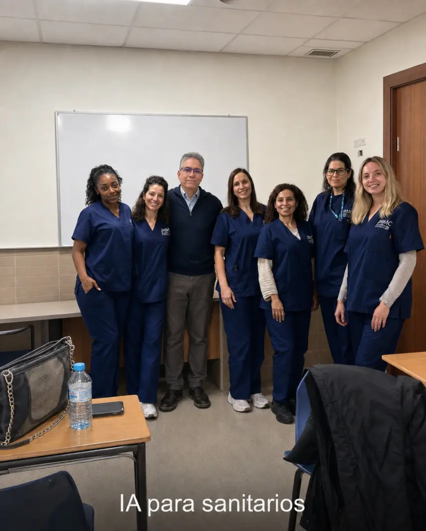 Dr. Carlos López con un grupo de profesionales sanitarias